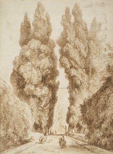 チボリのヴィラデステにあるサイプレスアベニュー、1774 作： Jean Honore Fragonard